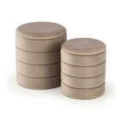 Set 2 taburete PACHO, stofa catifelata bej, cu spatiu depozitare