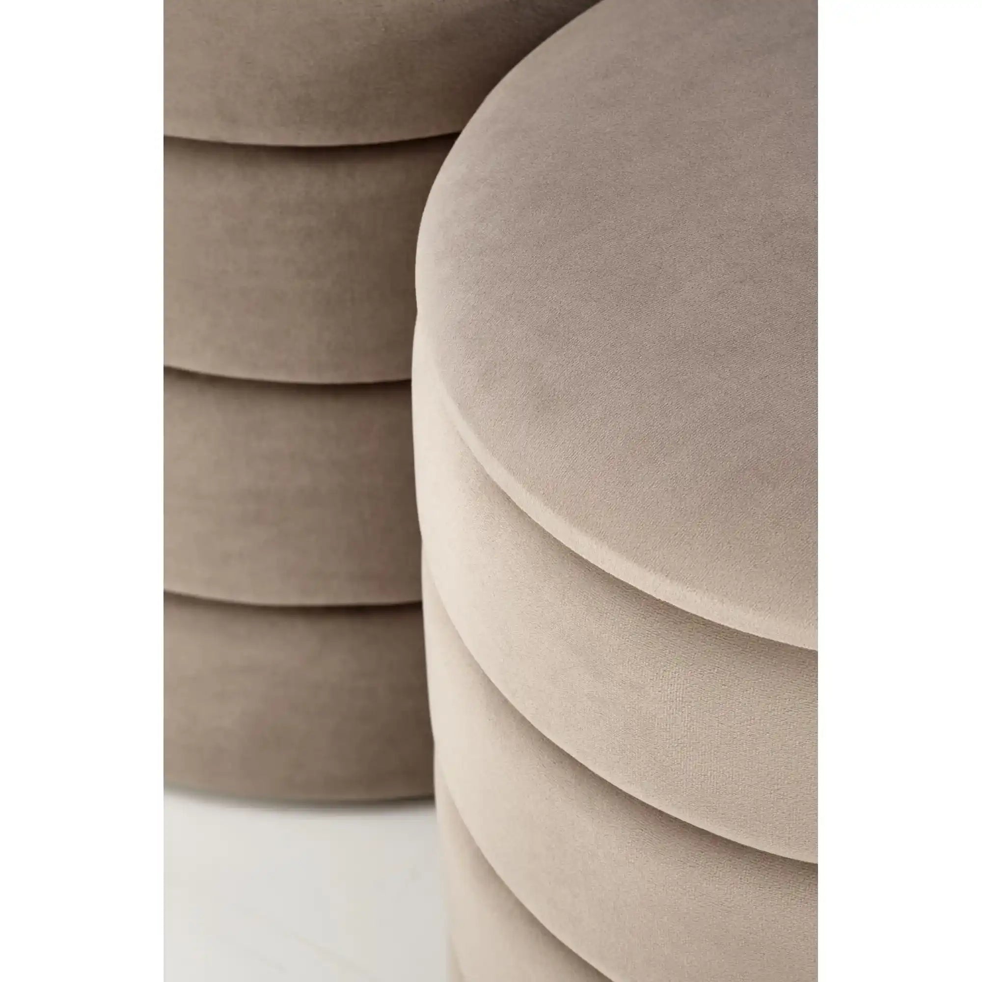 Set 2 taburete PACHO, stofa catifelata bej, cu spatiu depozitare