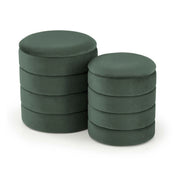 Set 2 taburete PACHO, stofa catifelata verde, cu spatiu depozitare