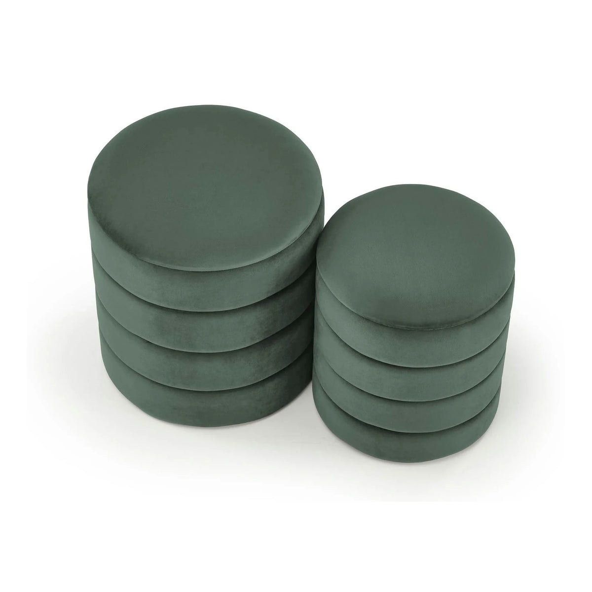 Set 2 taburete PACHO, stofa catifelata verde, cu spatiu depozitare