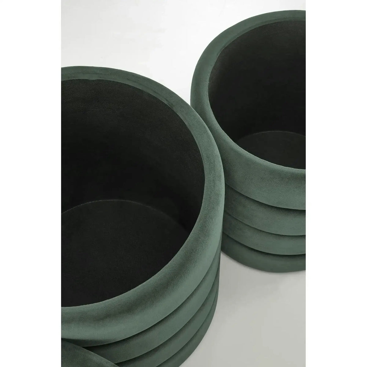 Set 2 taburete PACHO, stofa catifelata verde, cu spatiu depozitare