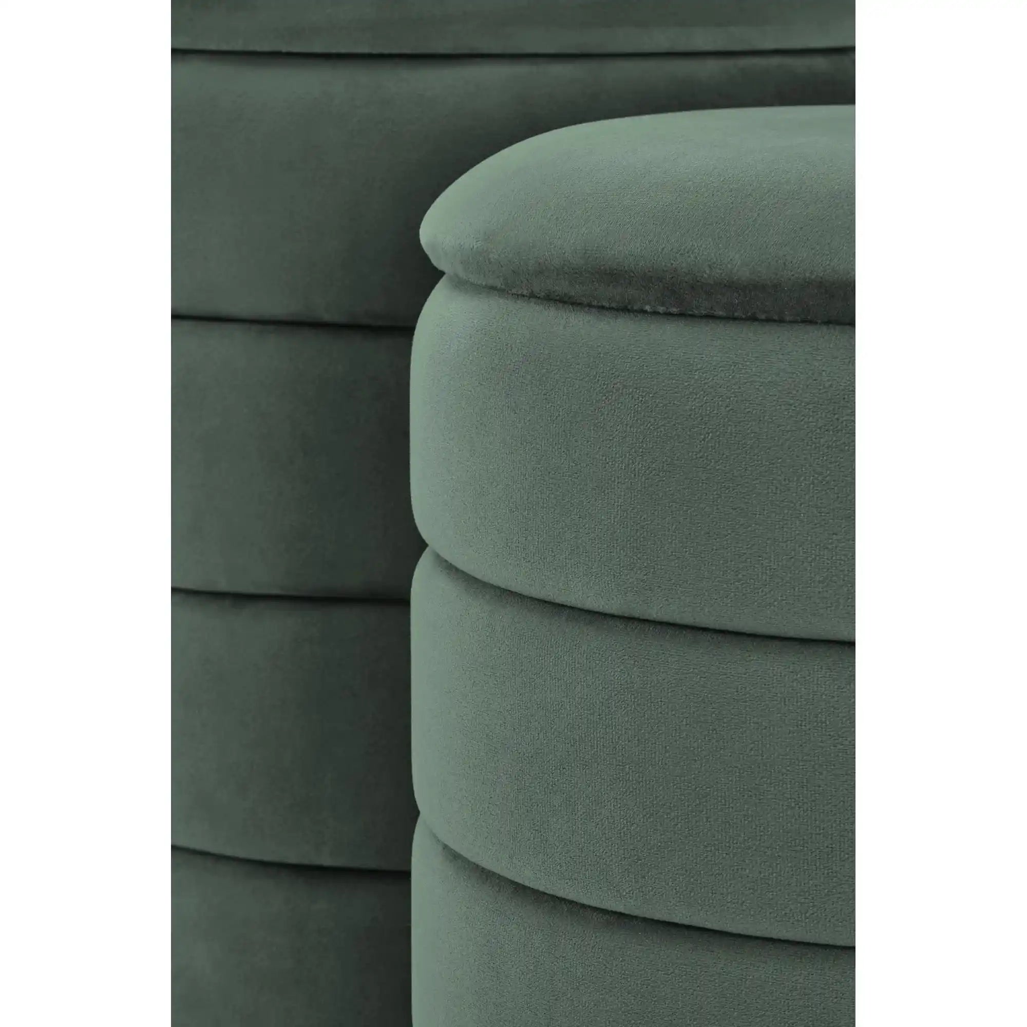 Set 2 taburete PACHO, stofa catifelata verde, cu spatiu depozitare