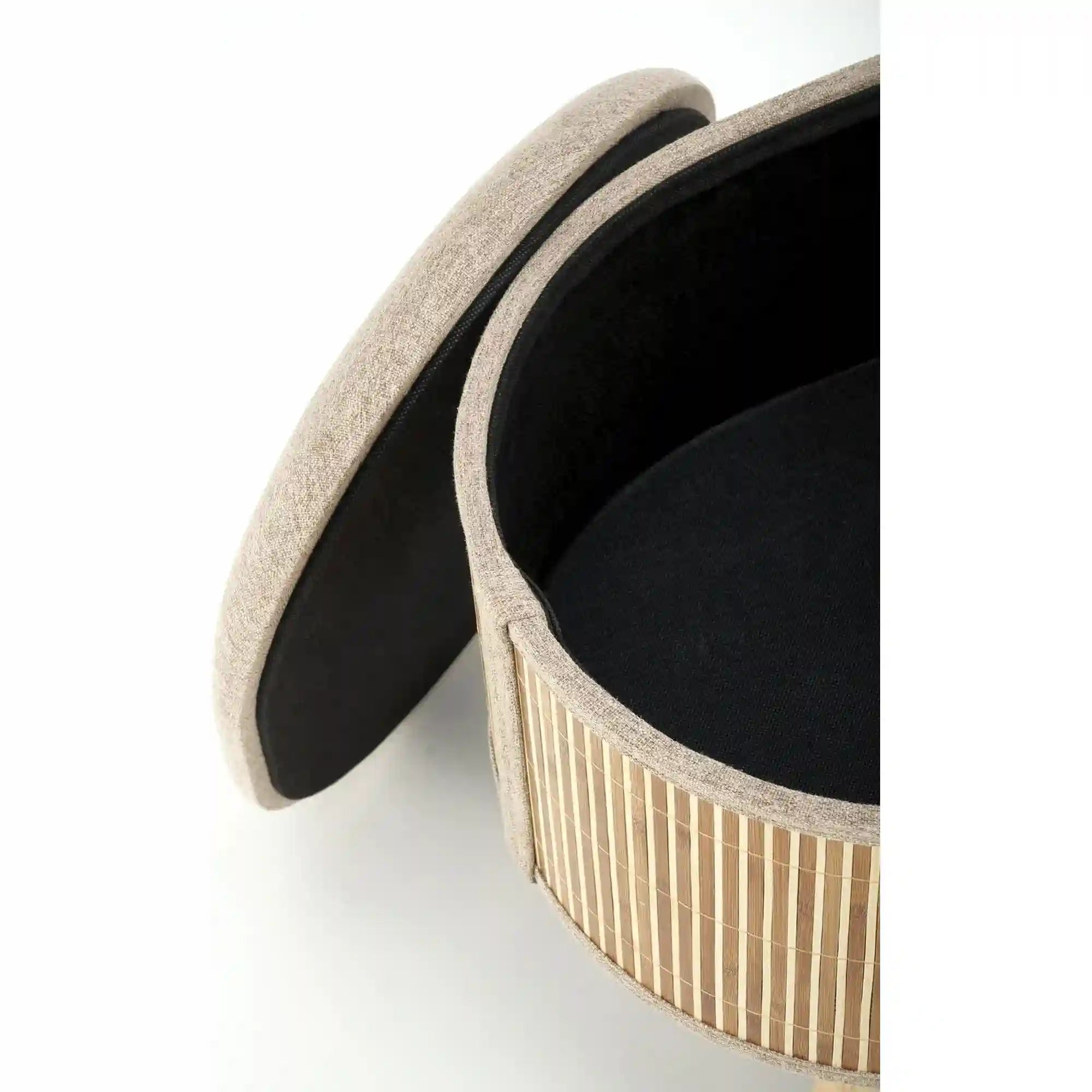 Set 2 taburete TICO, stofa clasica bej, cu spatiu depozitare