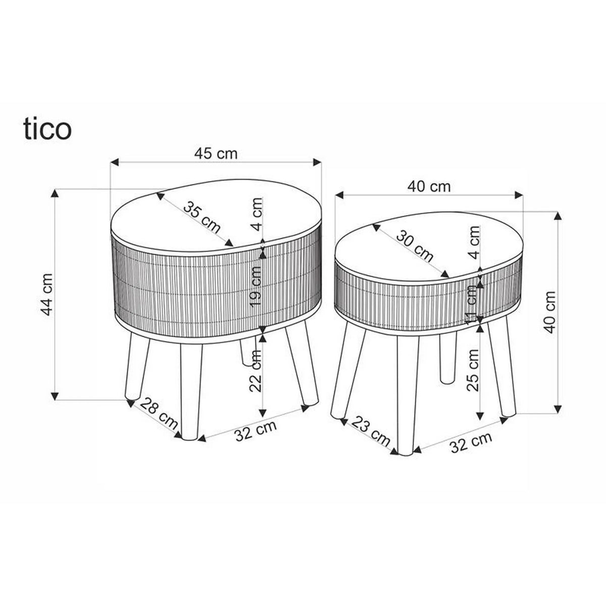 Set 2 taburete TICO, stofa clasica bej, cu spatiu depozitare