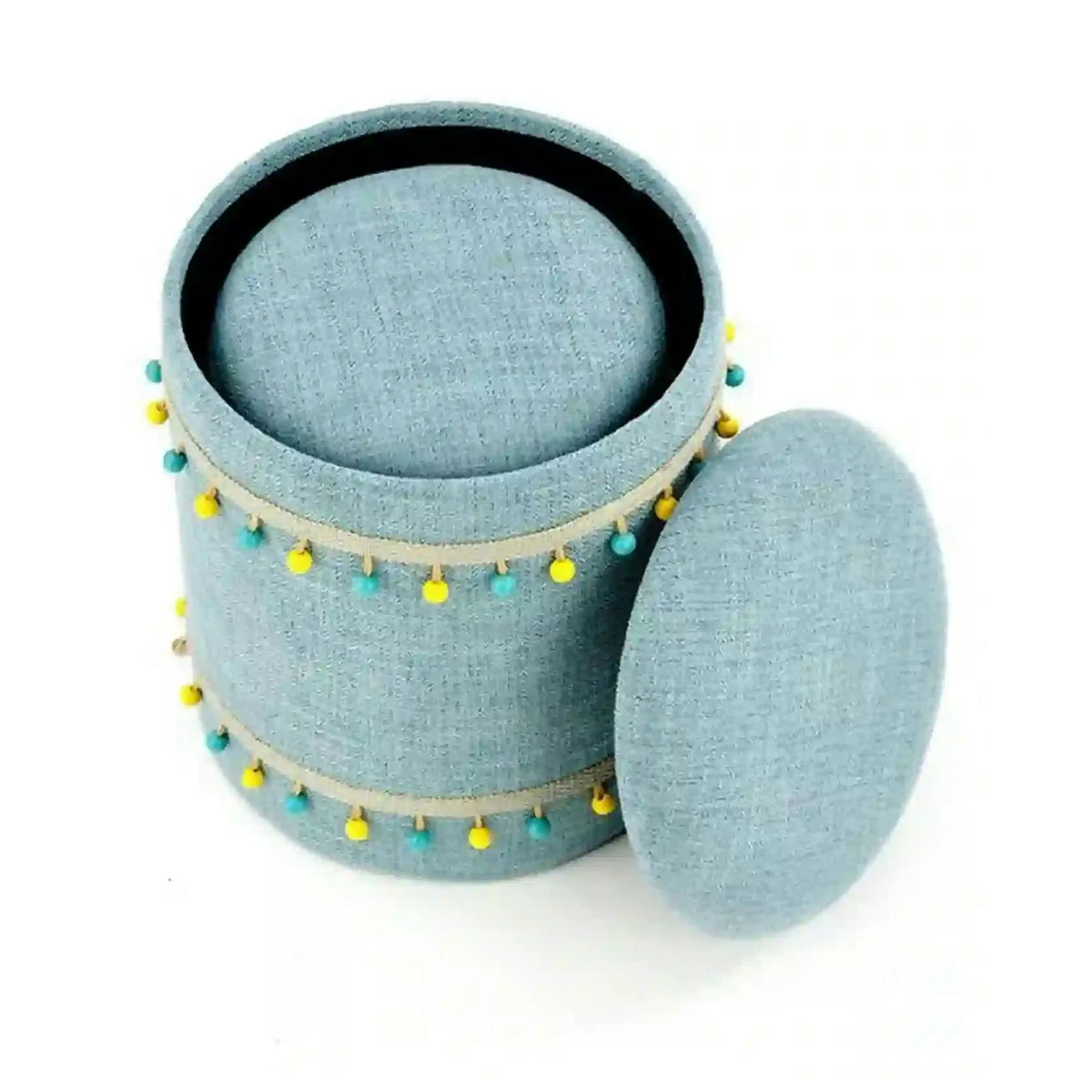 Set 2 tabureti GRADO, stofa clasica albastru deschis, cu spatiu depozitare