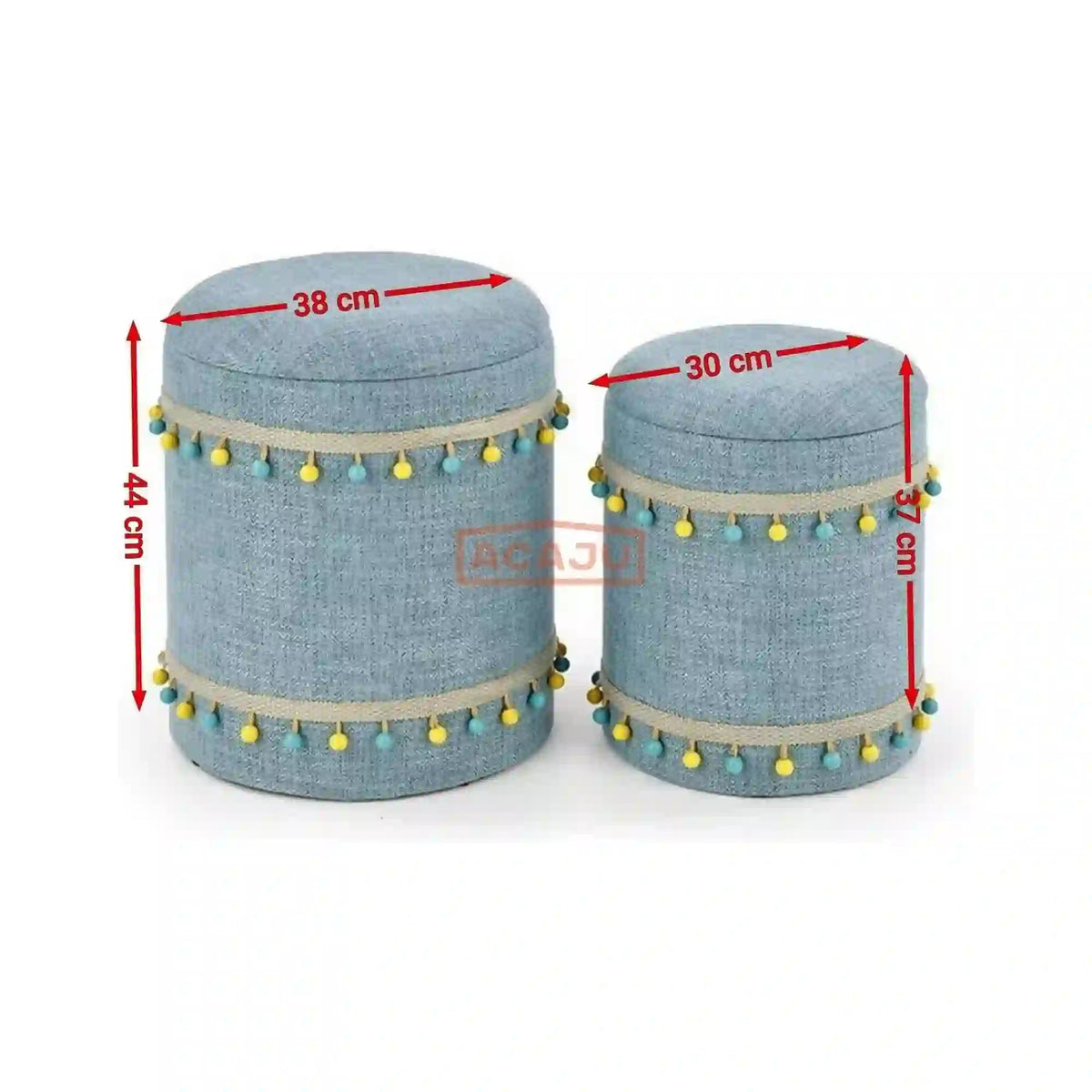 Set 2 tabureti GRADO, stofa clasica albastru deschis, cu spatiu depozitare