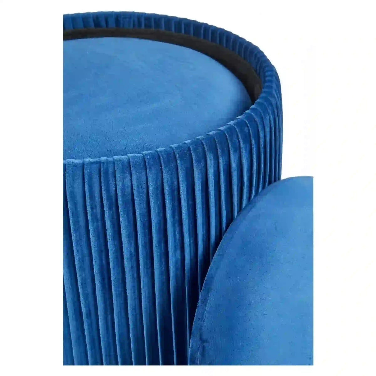 Set 2 tabureti MONTY, stofa catifelata, albastru marin, cu spatiu depozitare