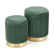 Set 2 tabureti MONTY, stofa catifelata, verde inchis, cu spatiu depozitare