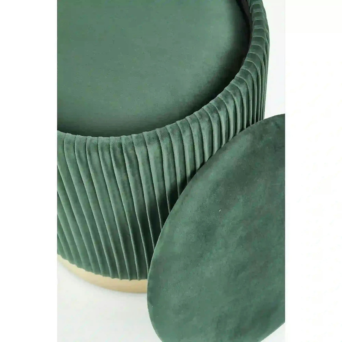 Set 2 tabureti MONTY, stofa catifelata, verde inchis, cu spatiu depozitare