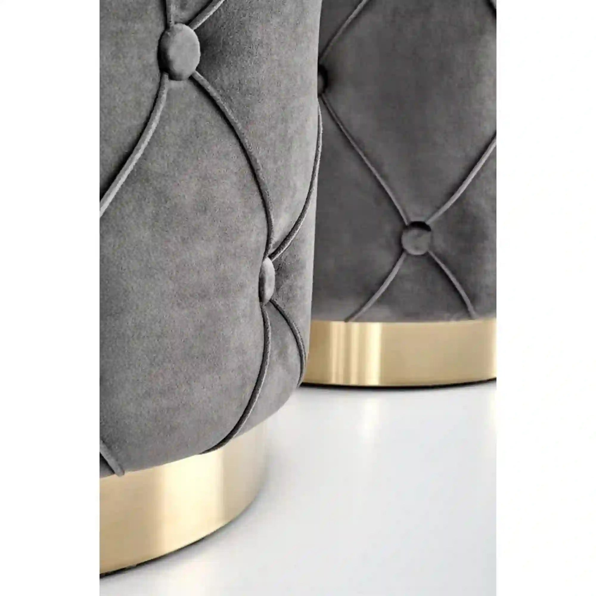 Set 2 tabureti POLLY, stofa catifelata, gri, cu spatiu depozitare