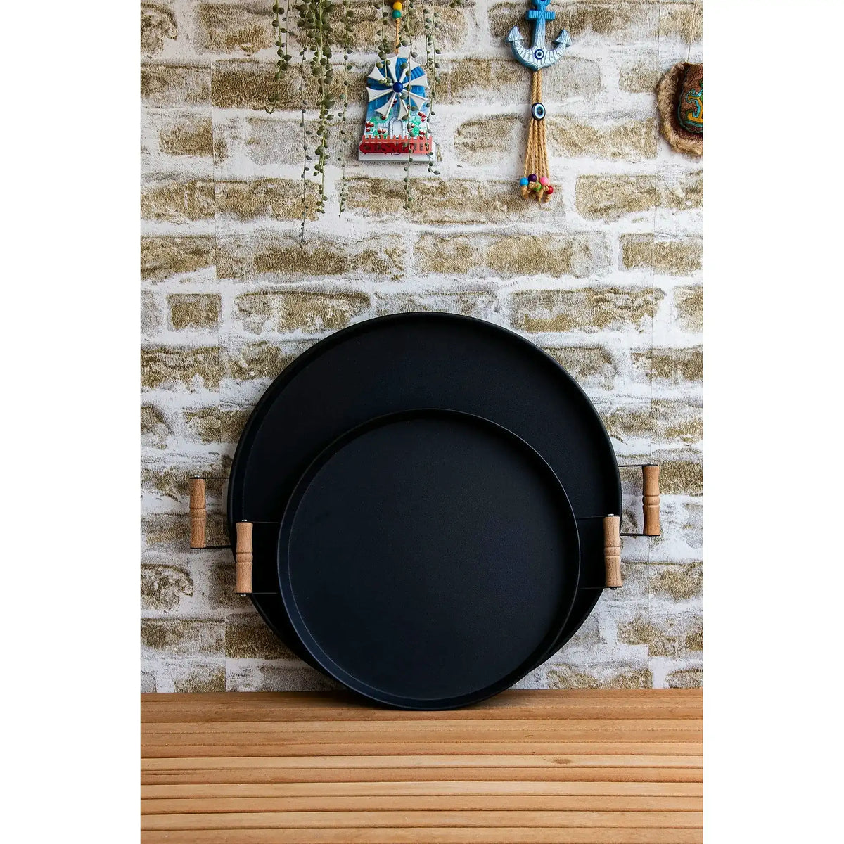 Set 2 tăvi M0185-3, negru, metal