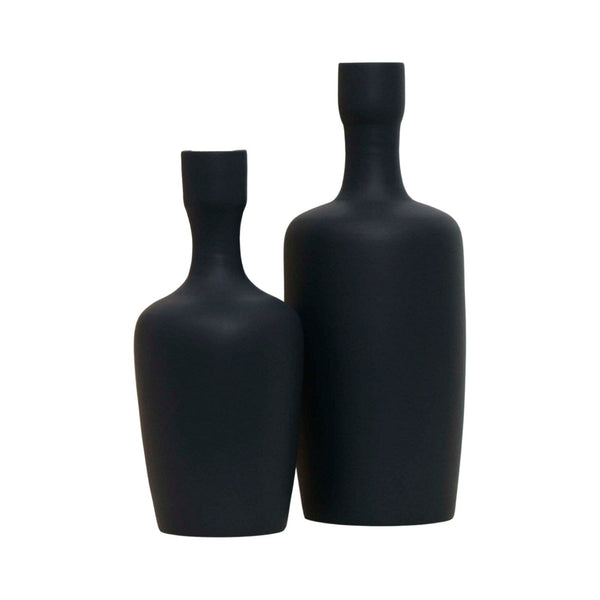 Set 2 vaze WHELLS, negru, ceramica