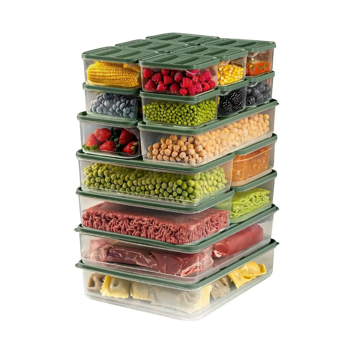 Set 20 cutii depozitare YBLLA20LI, verde, plastic