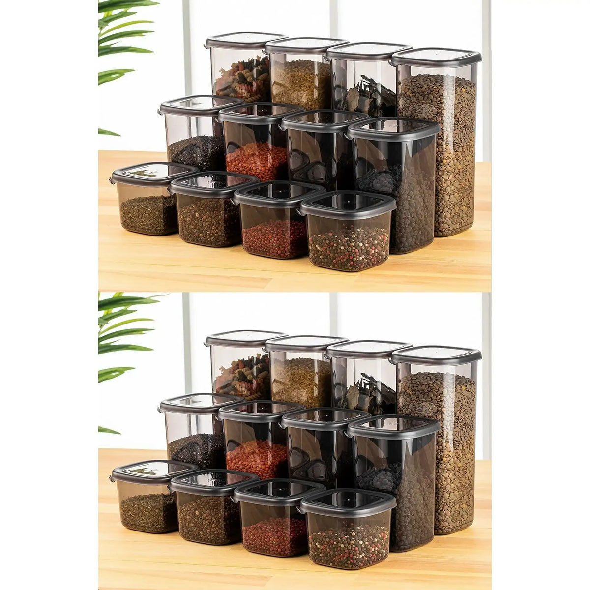 Set 24 cutii depozitare BNMPEGYAS24-51217, gri antracit, plastic