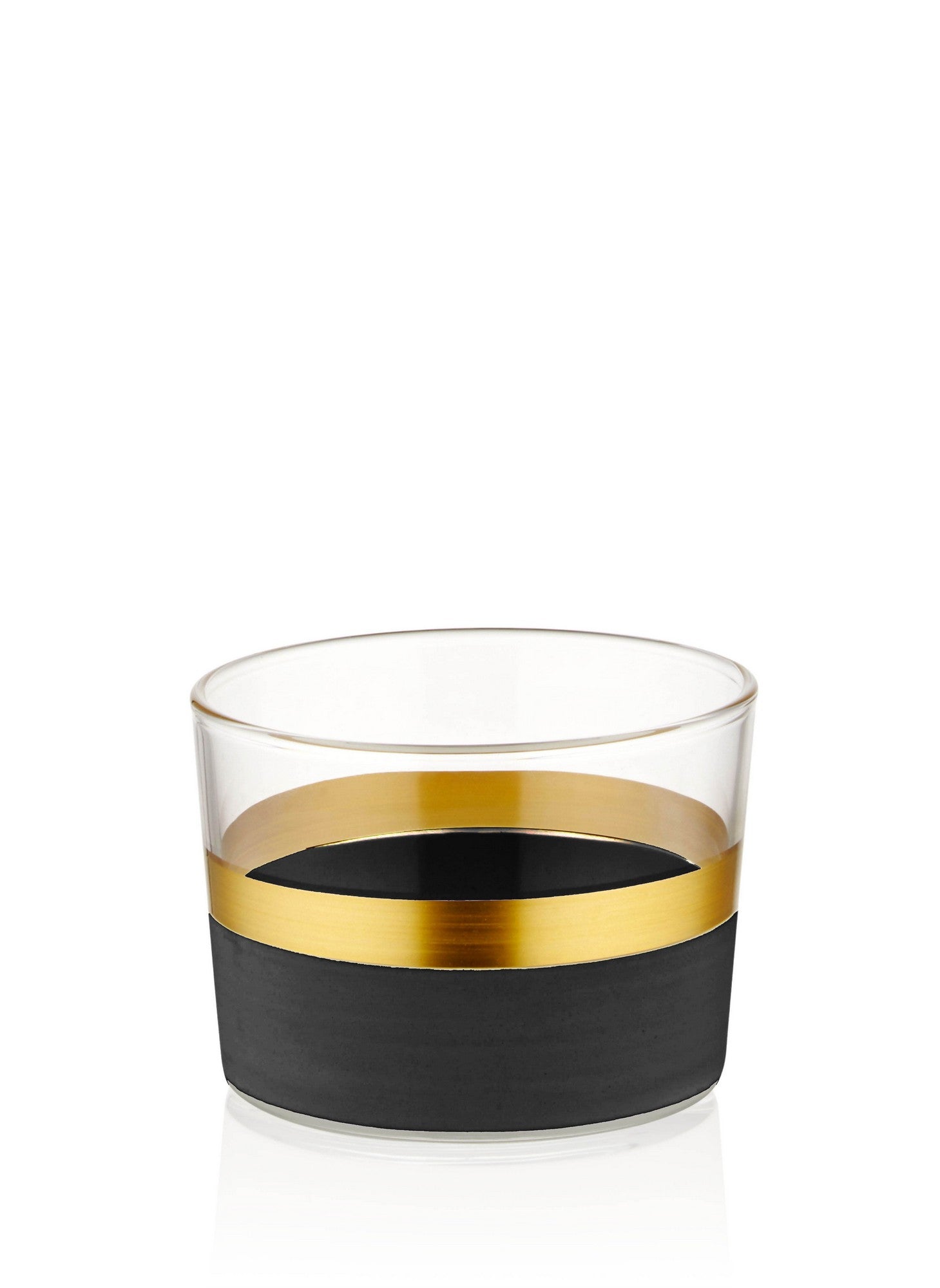 Set 3 boluri GLW0006, negru/auriu, sticla, 8x8x6 cm