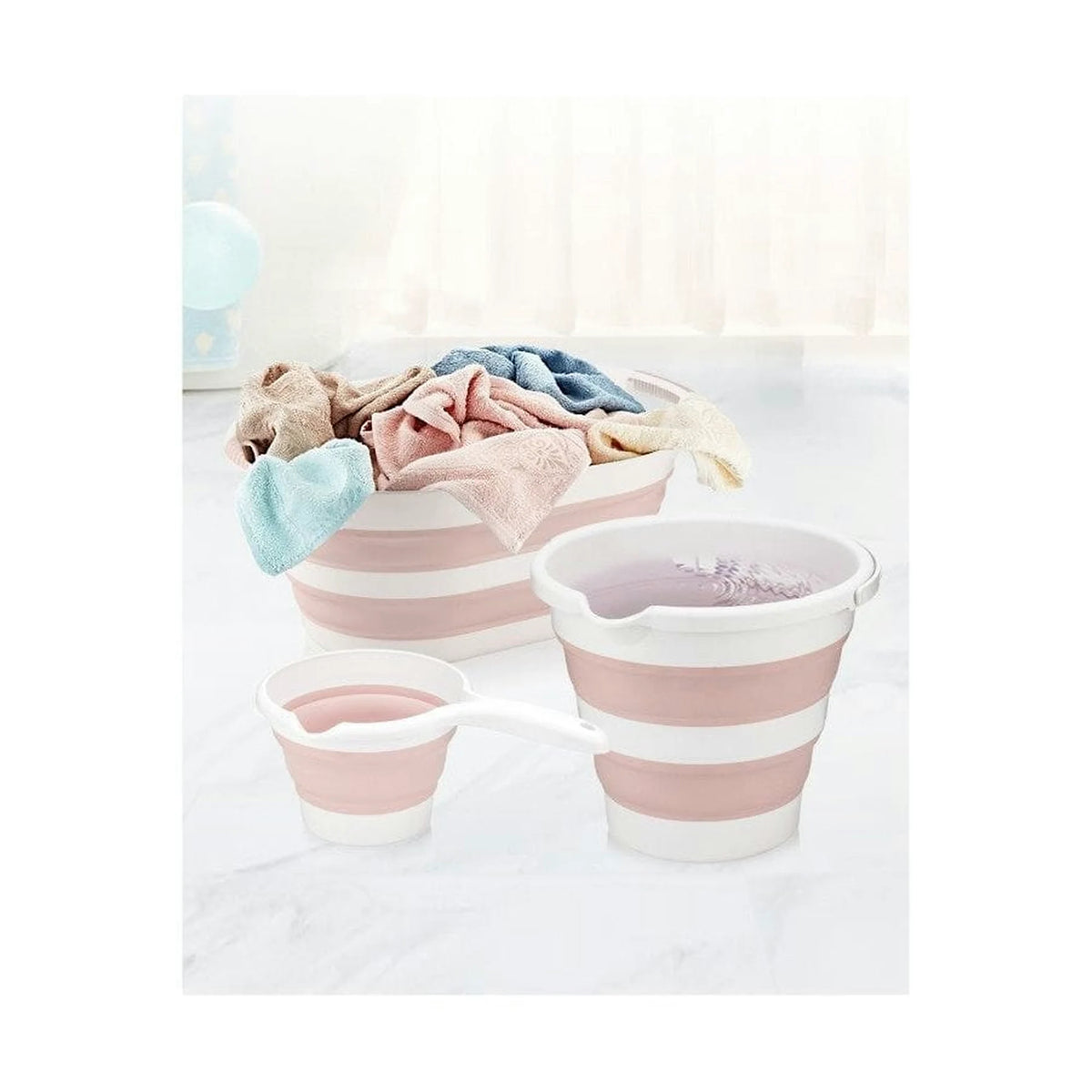 Set 3 cosuri CMSRS1, alb/roz, plastic