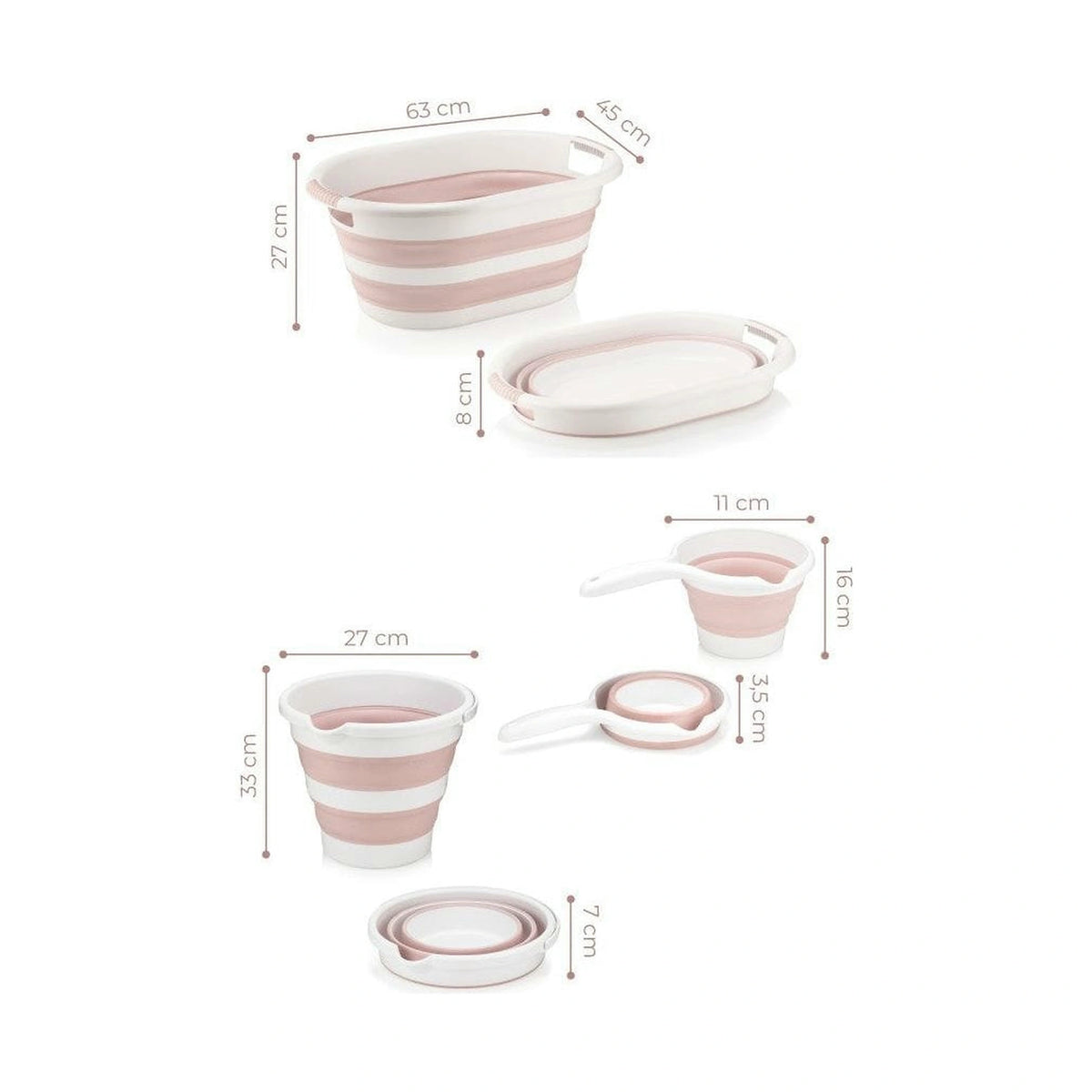 Set 3 cosuri CMSRS1, alb/roz, plastic