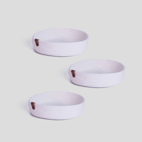 Set 3 cosuri JUT04001327D, alb, bumbac, 25x25x5 cm