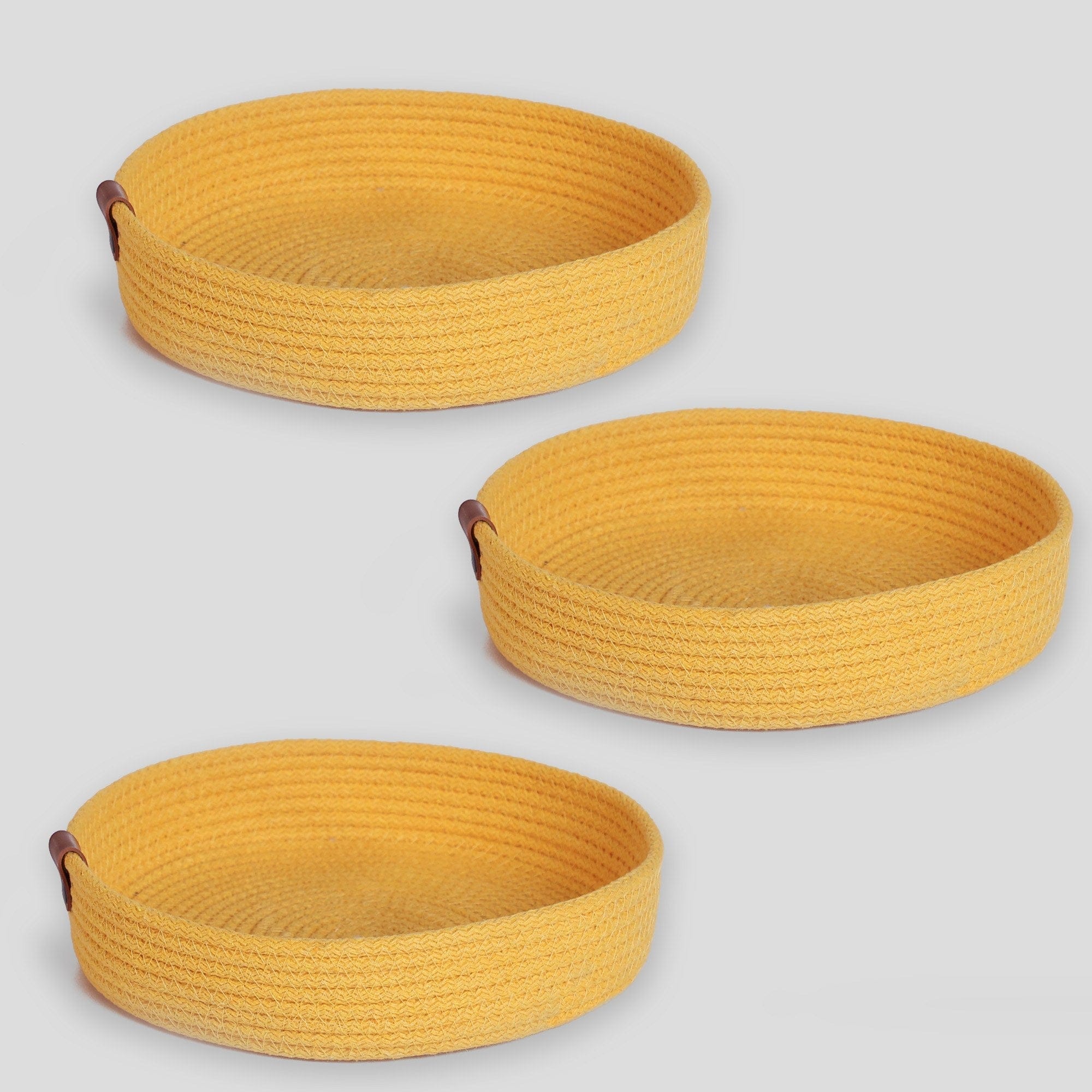 Set 3 cosuri JUT04002305D, galben, bumbac, 30x30x5 cm