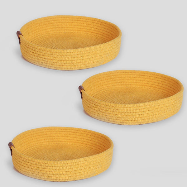 Set 3 cosuri JUT04002305D, galben, bumbac, 30x30x5 cm