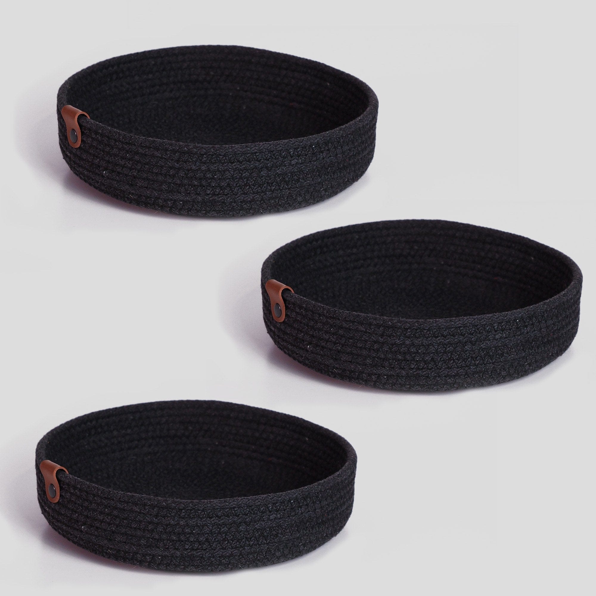 Set 3 cosuri JUT04002308D, negru, bumbac, 30x30x5 cm