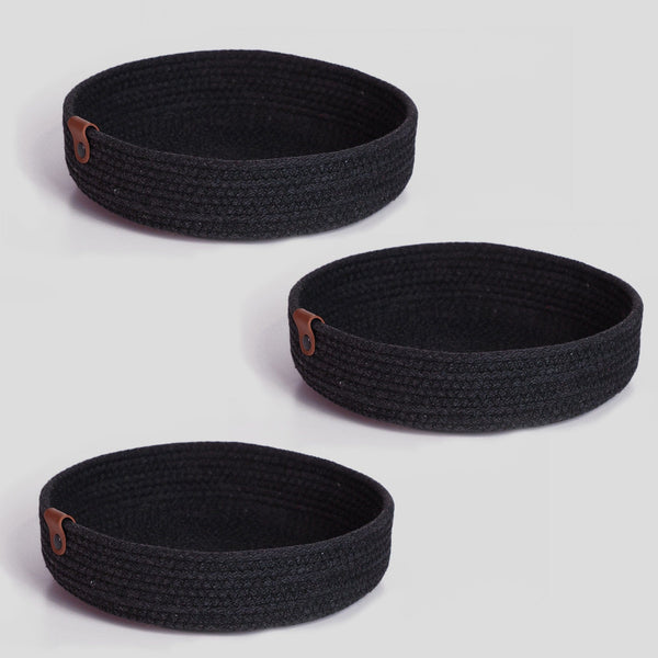 Set 3 cosuri JUT04002308D, negru, bumbac, 30x30x5 cm