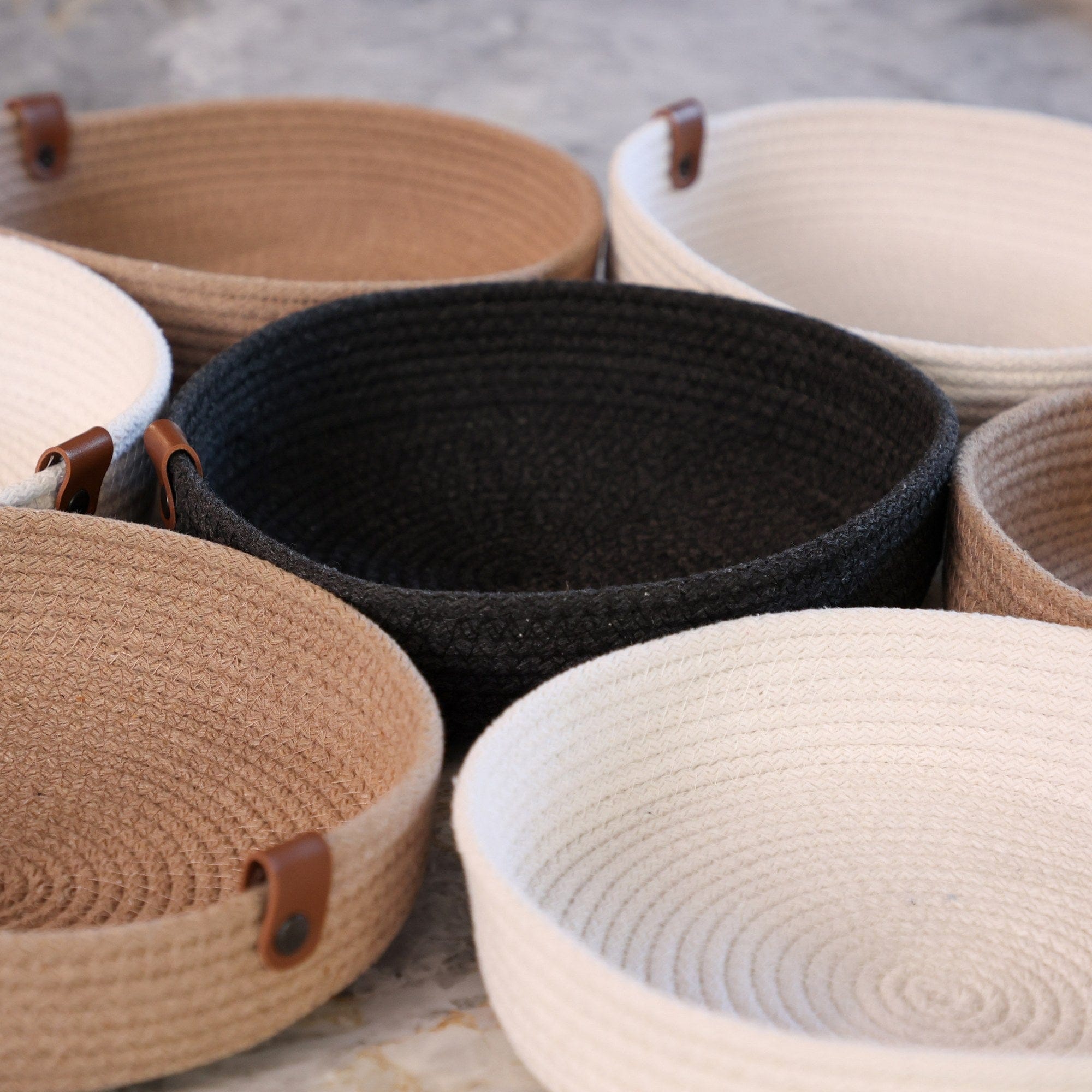 Set 3 cosuri JUT04002308D, negru, bumbac, 30x30x5 cm