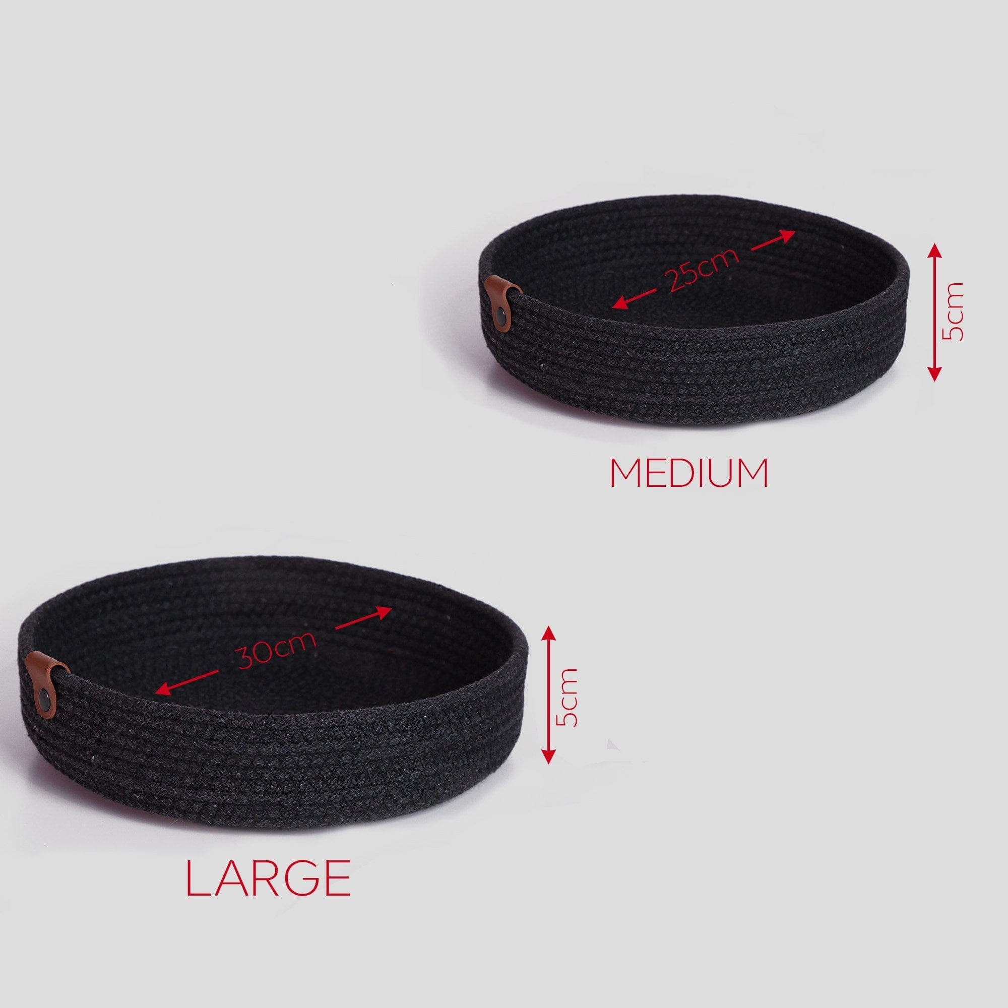 Set 3 cosuri JUT04002308D, negru, bumbac, 30x30x5 cm