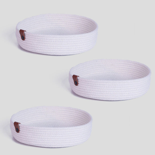 Set 3 cosuri JUT04002327D, alb, bumbac, 30x30x5 cm