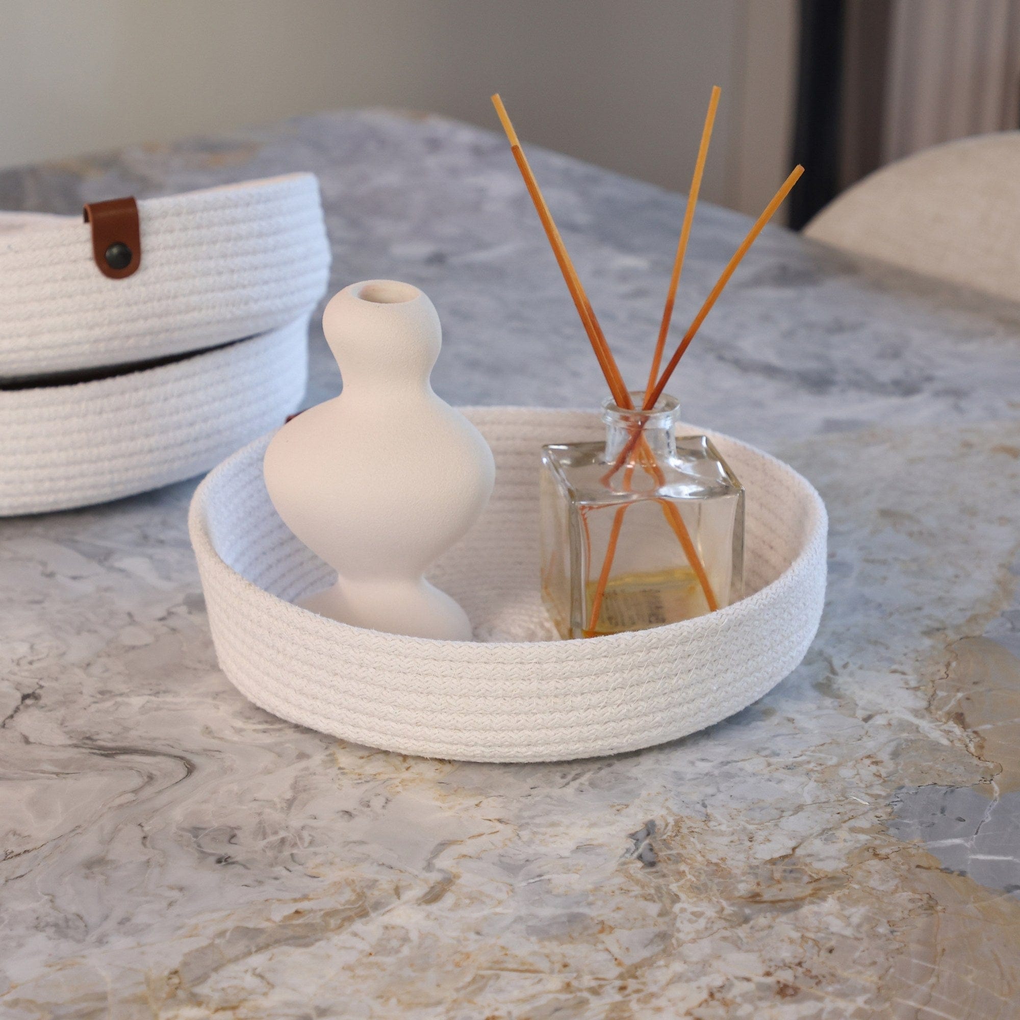 Set 3 cosuri JUT04002327D, alb, bumbac, 30x30x5 cm