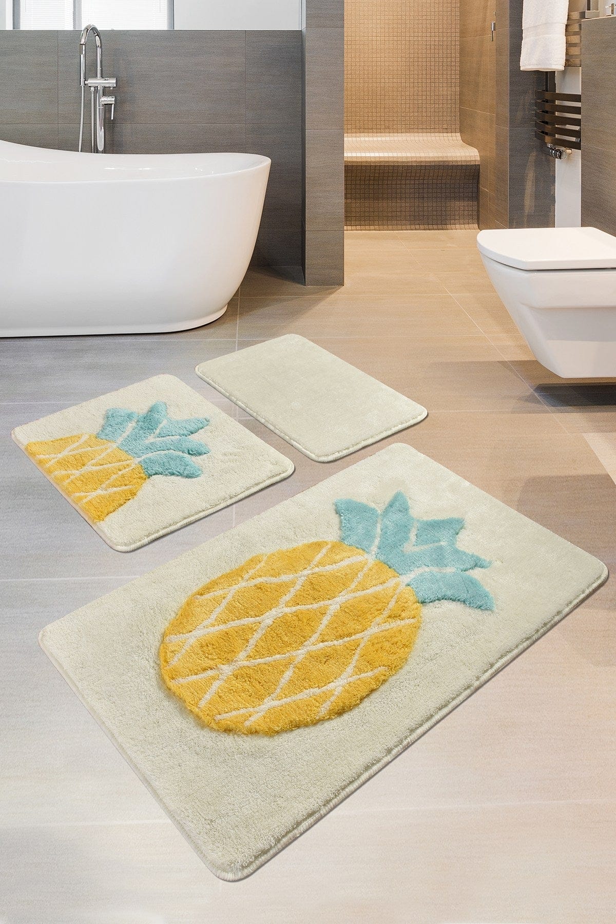 Set 3 covorase baie 359CHL3120, forma dreptunghiulara, acril, multicolor