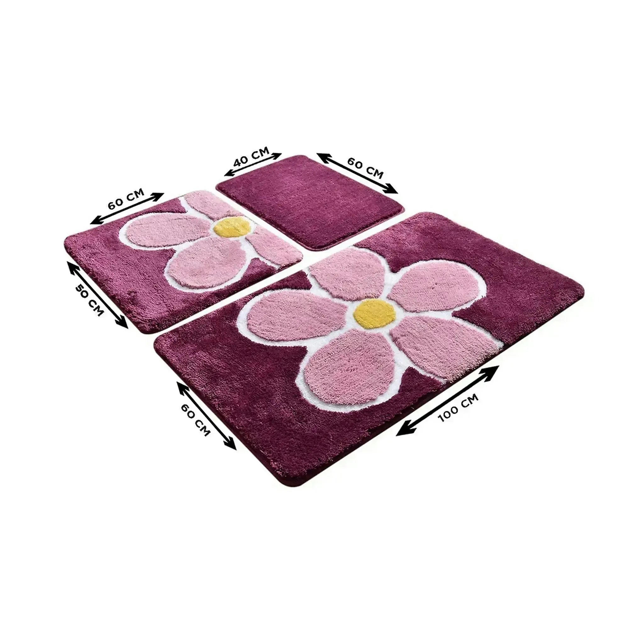 Set 3 covorase baie 359CHL3159, forma dreptunghiulara, acril, mov