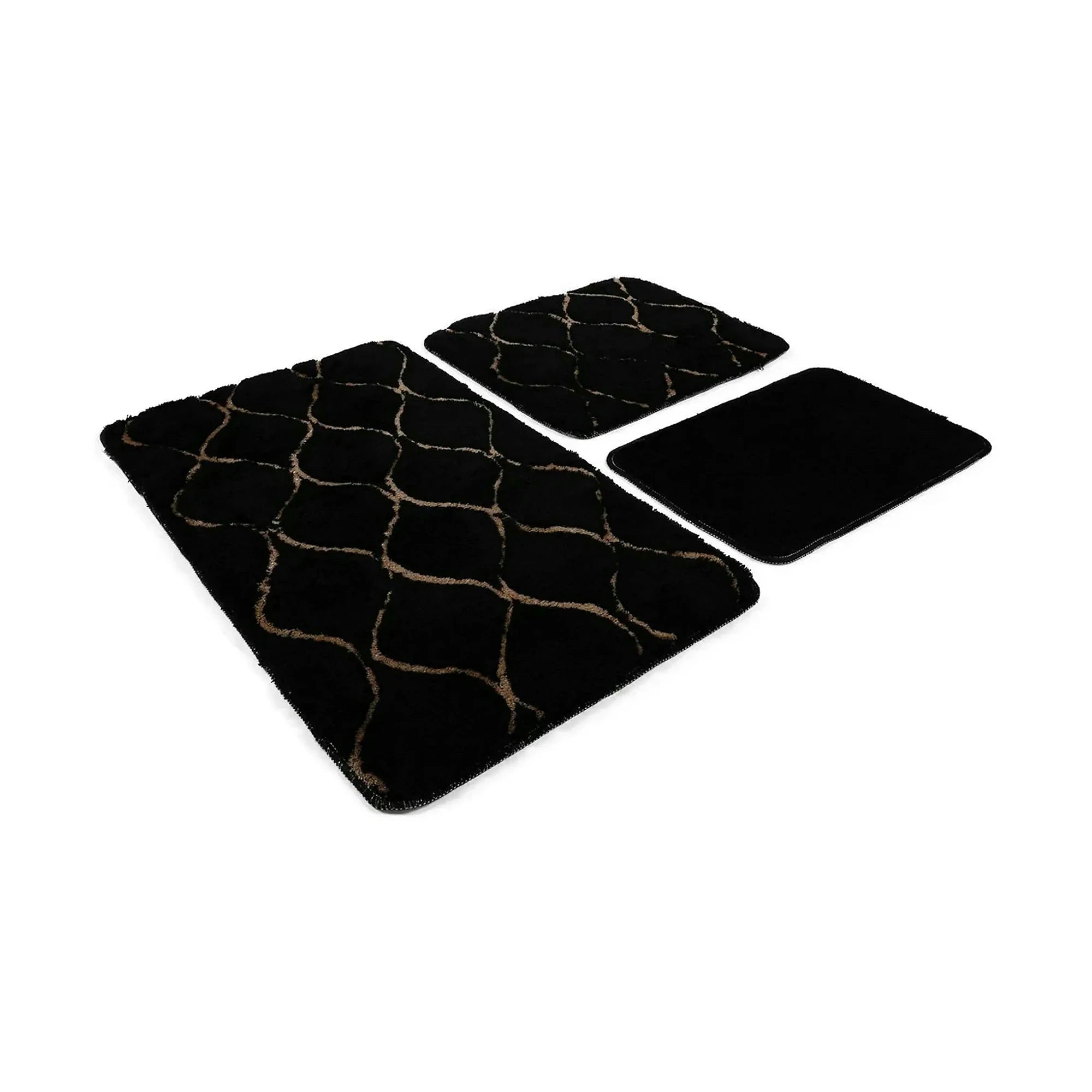 Set 3 covorase baie INFINITY, forma dreptunghiulara, acril, negru