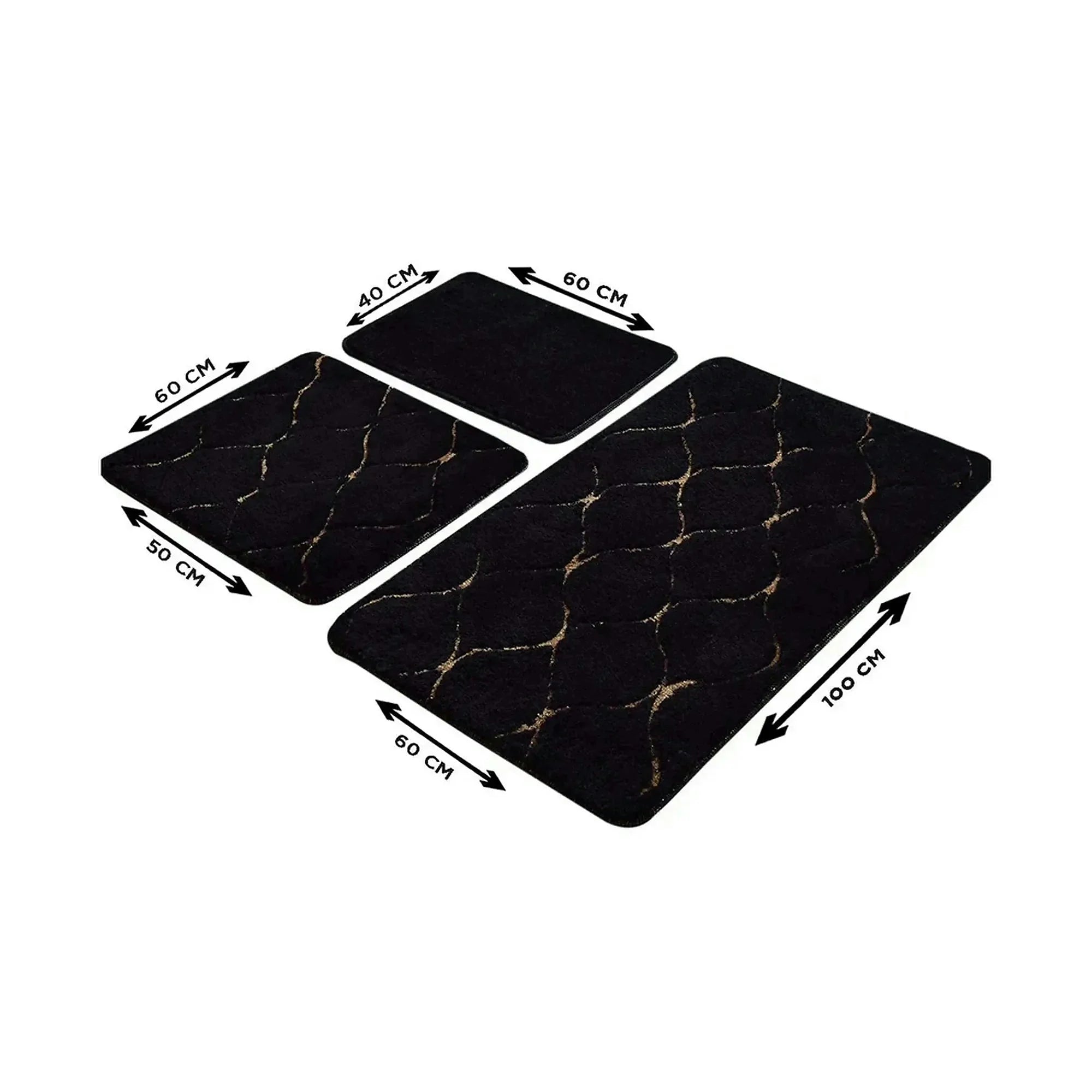 Set 3 covorase baie INFINITY, forma dreptunghiulara, acril, negru