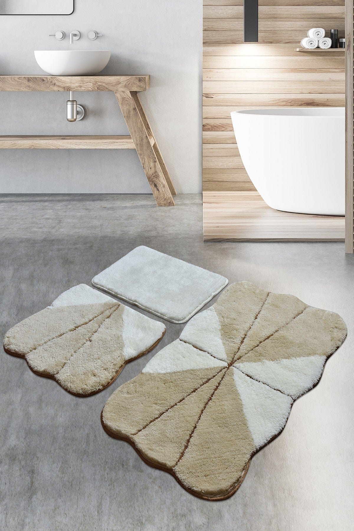 Set 3 covorase baie LESSIE, forma dreptunghiulara, acril, multicolor