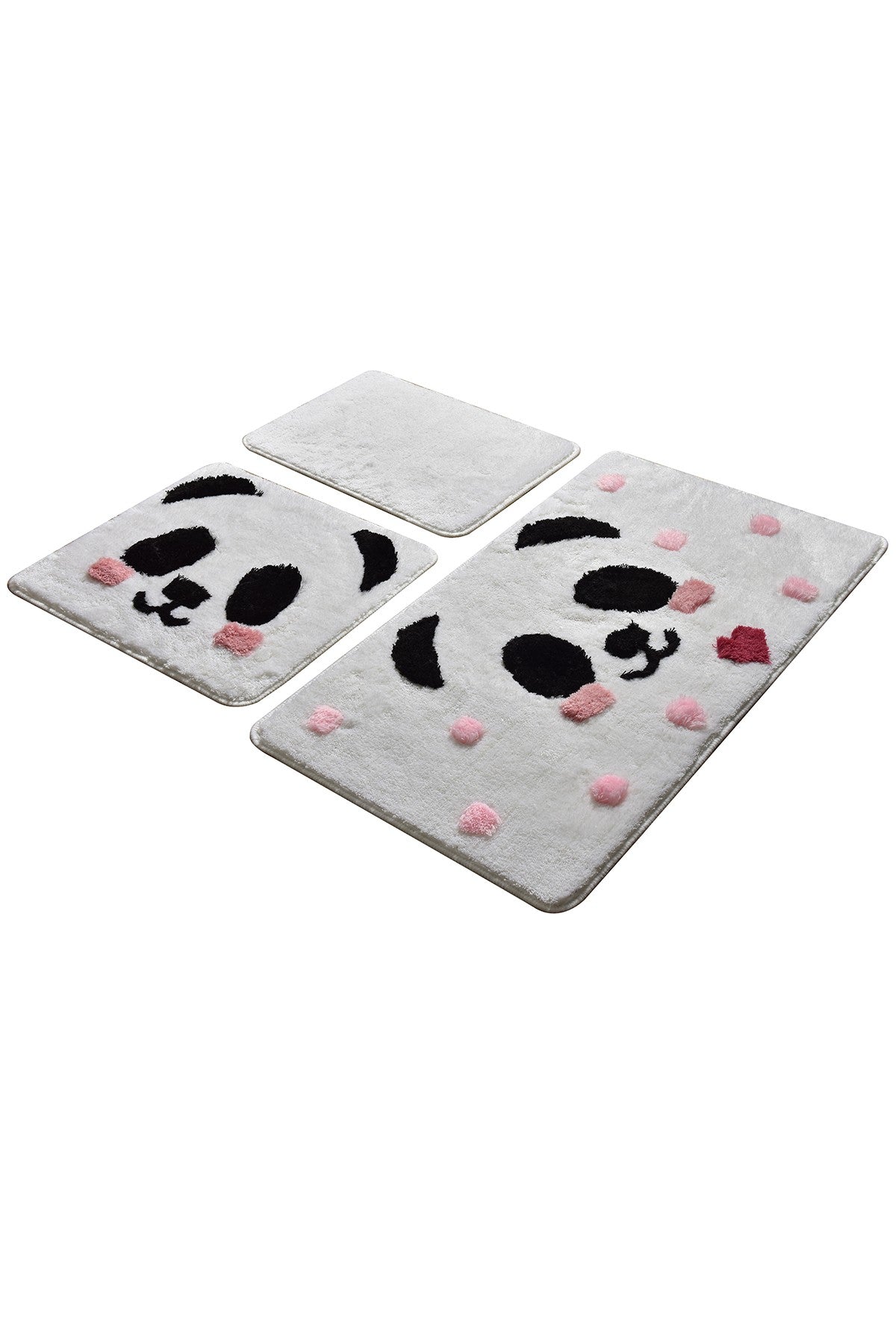 Set 3 covorase baie PANDA, forma dreptunghiulara, acril, multicolor