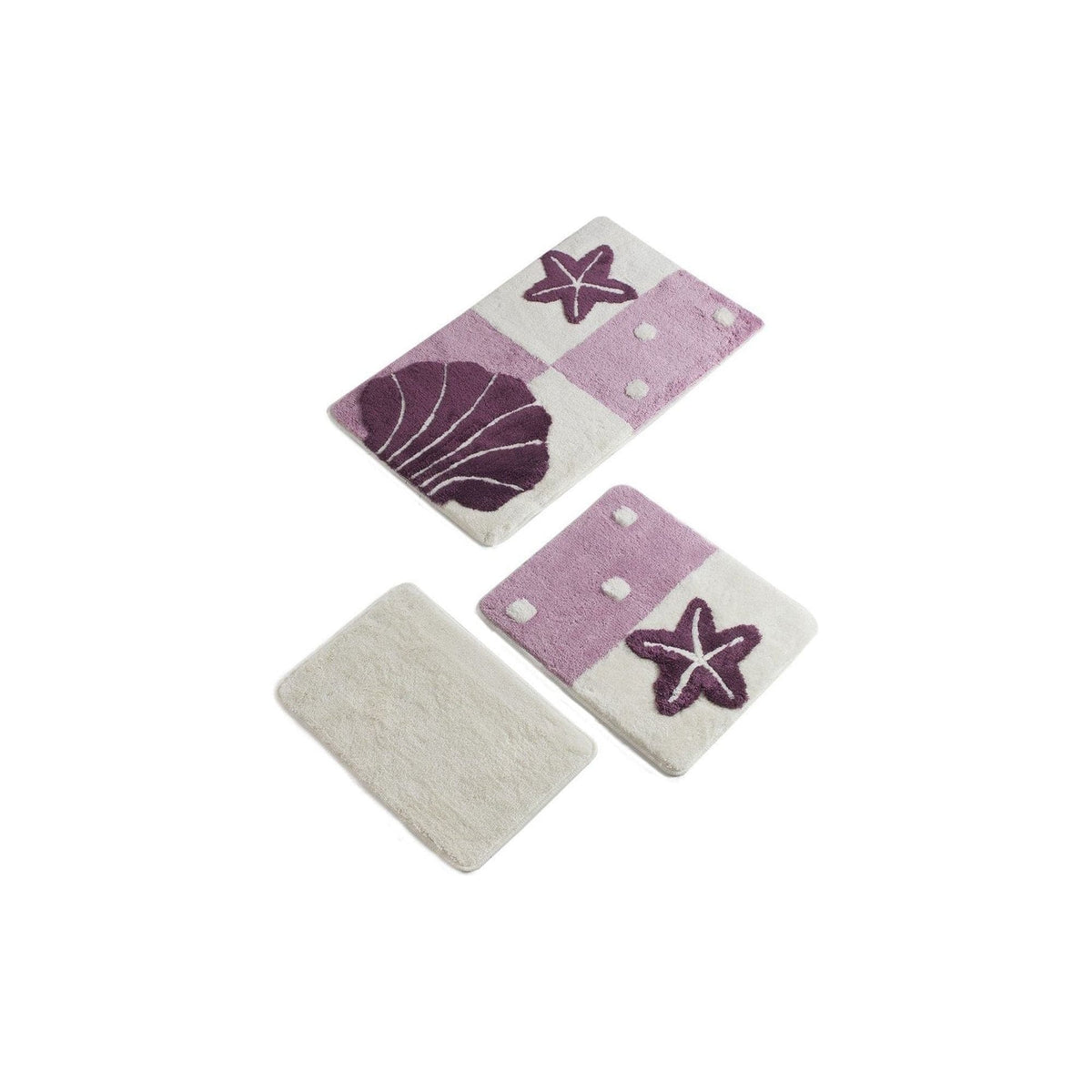 Set 3 covorase de baie, forma dreptunghiulara, mov/crem, acril