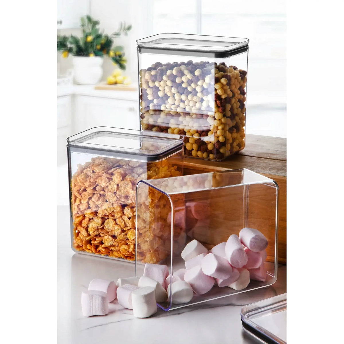 Set 3 cutii depozitare DIKCON03-26, transparent, plastic, 17x11x19 cm