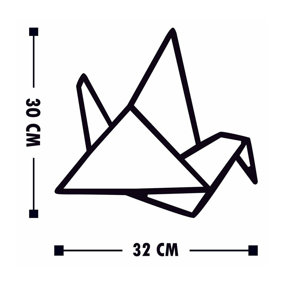 Set 3 decoratiuni perete ORIGAMI, negru, lemn