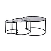 Set 3 masute cafea AURUM, transparent/negru, sticla/metal