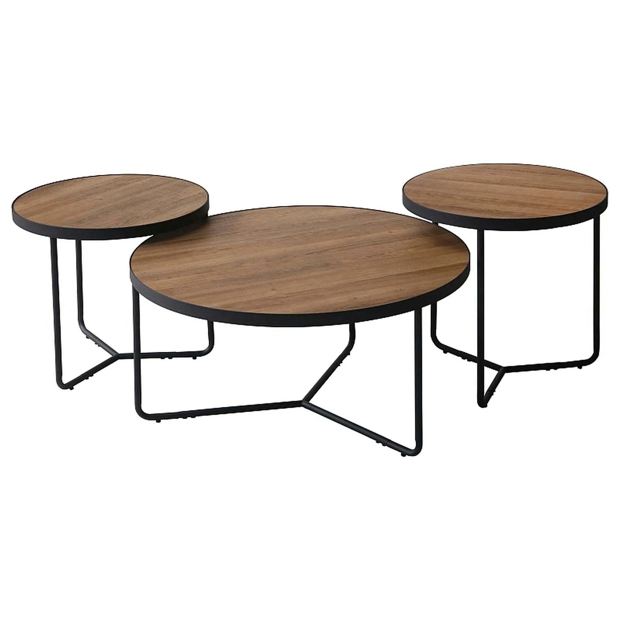 Set 3 masute cafea DEMETER II, nuc/negru