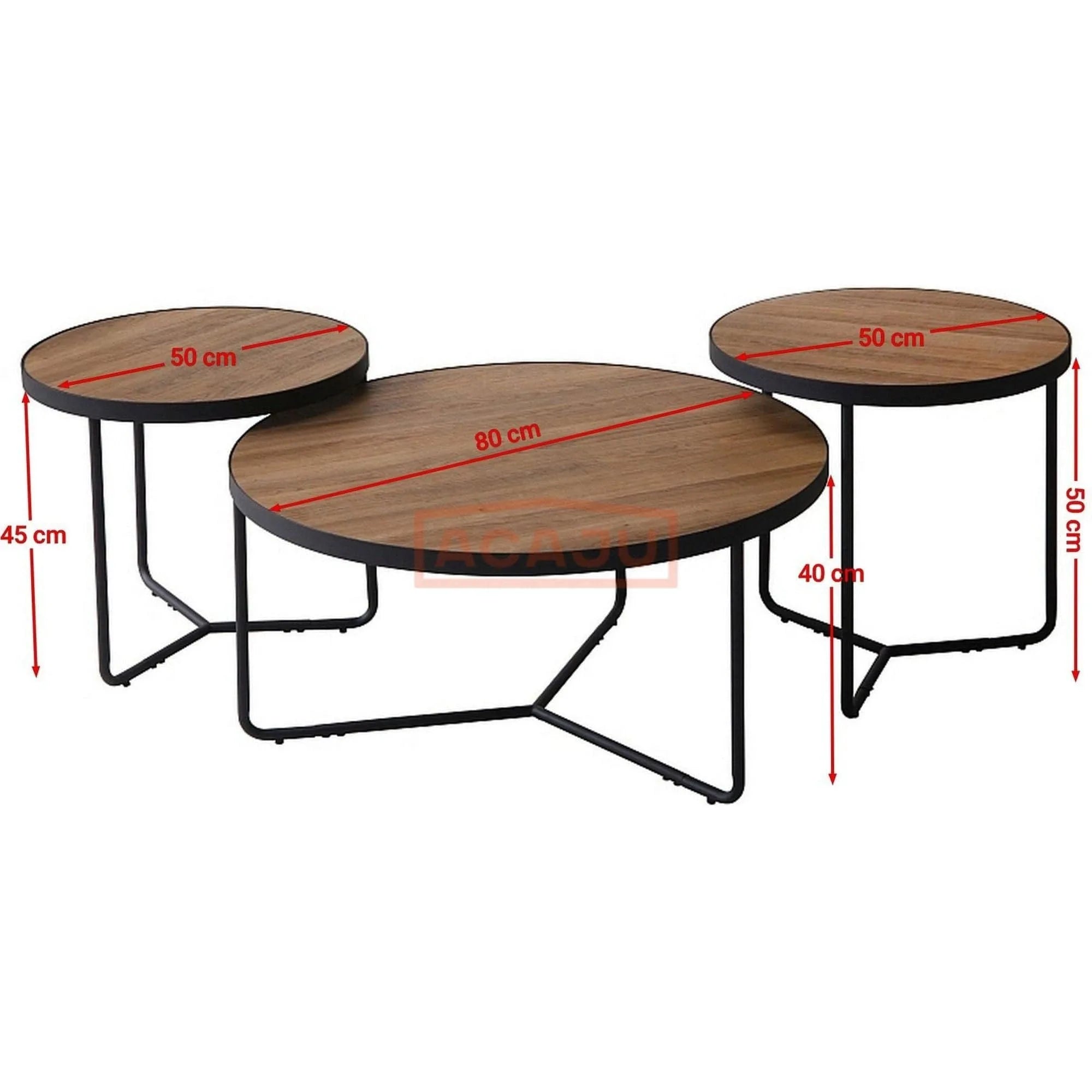 Set 3 masute cafea DEMETER II, nuc/negru