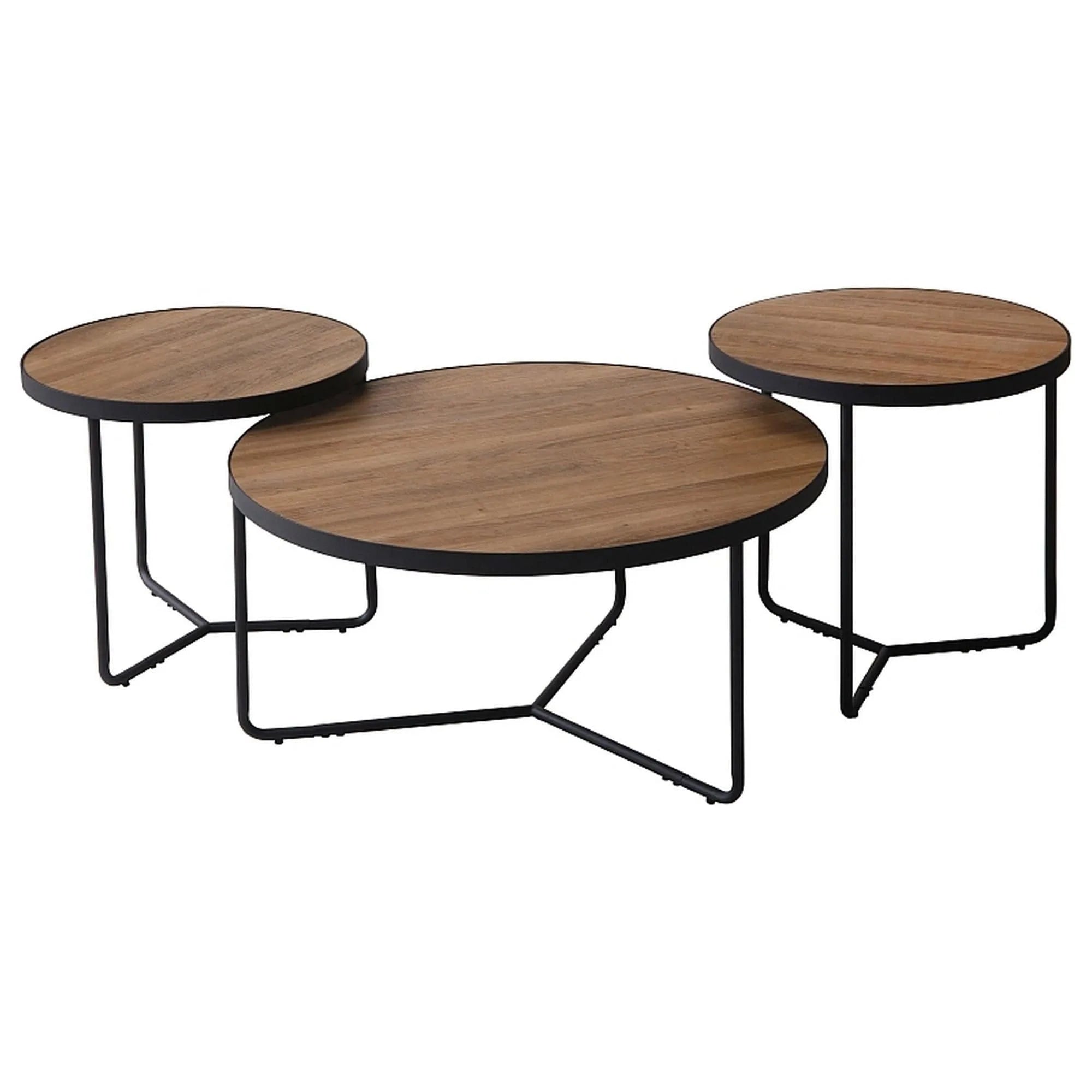 Set 3 masute cafea DEMETER II, nuc/negru
