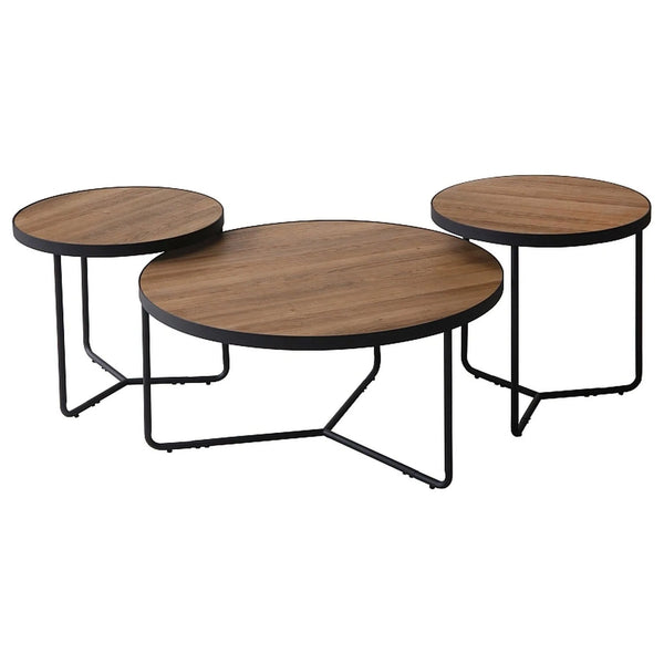 Set 3 masute cafea DEMETER II, nuc/negru