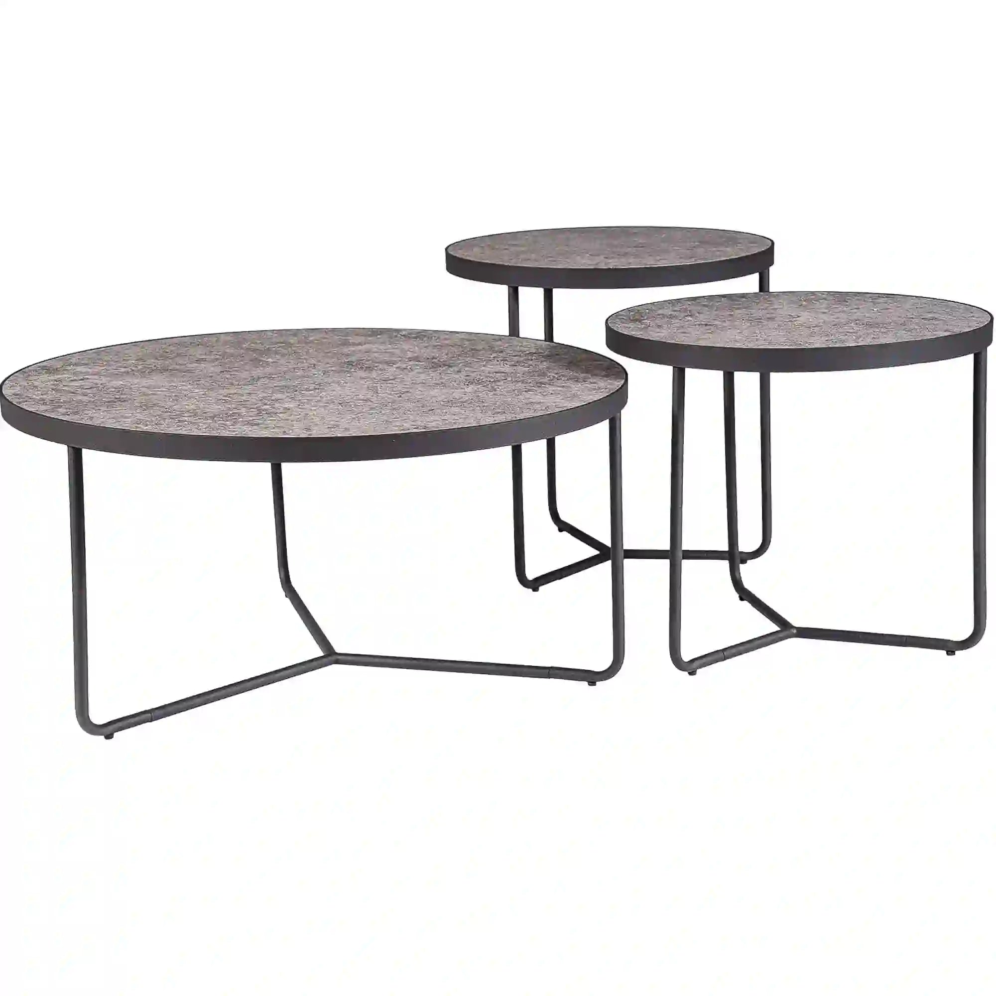 Set 3 masute DEMETER, gri/negru