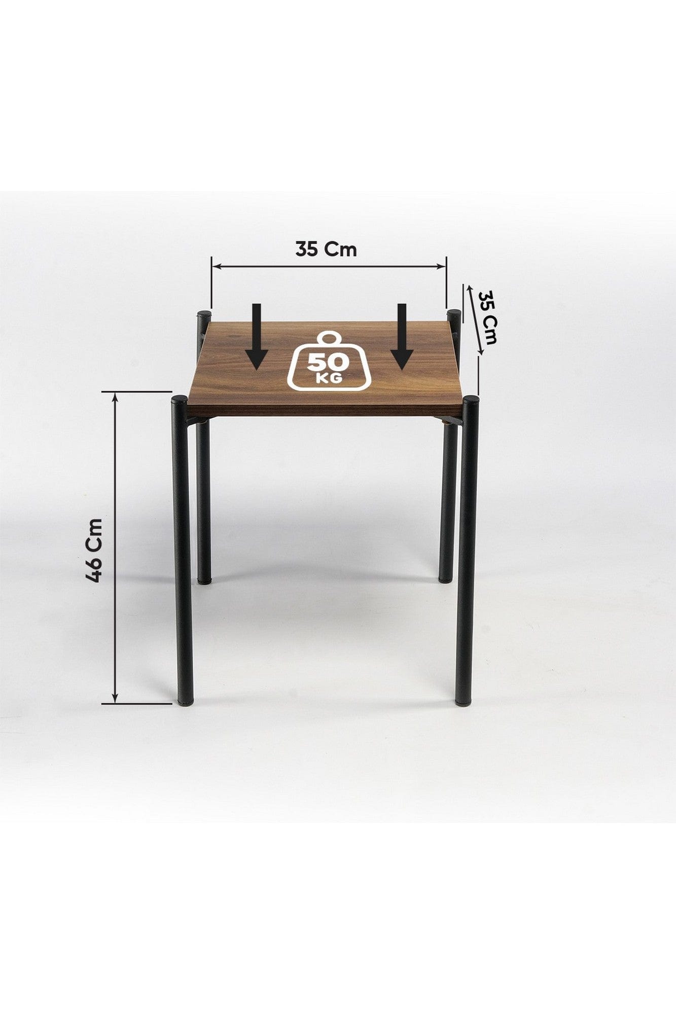 Set 3 masute KARE ZIGON, nuc/negru, PAL melaminat/metal, 35x35x46 cm