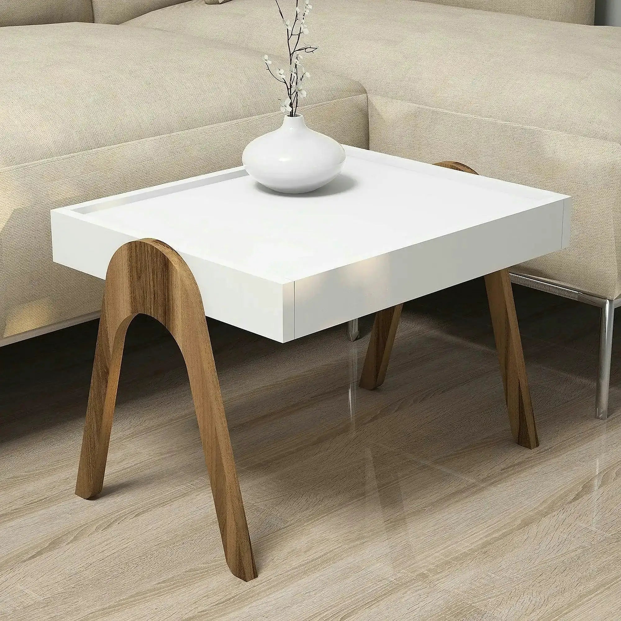 Set 3 masute ROMA, alb/nuc, PAL melaminat, 54x40x64 cm