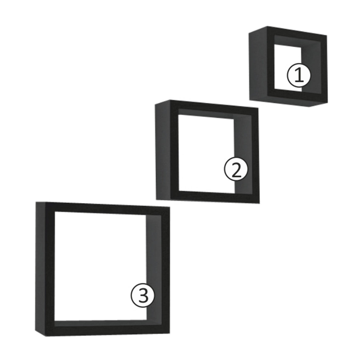 Set 3 rafturi KVADRO NEW, negru