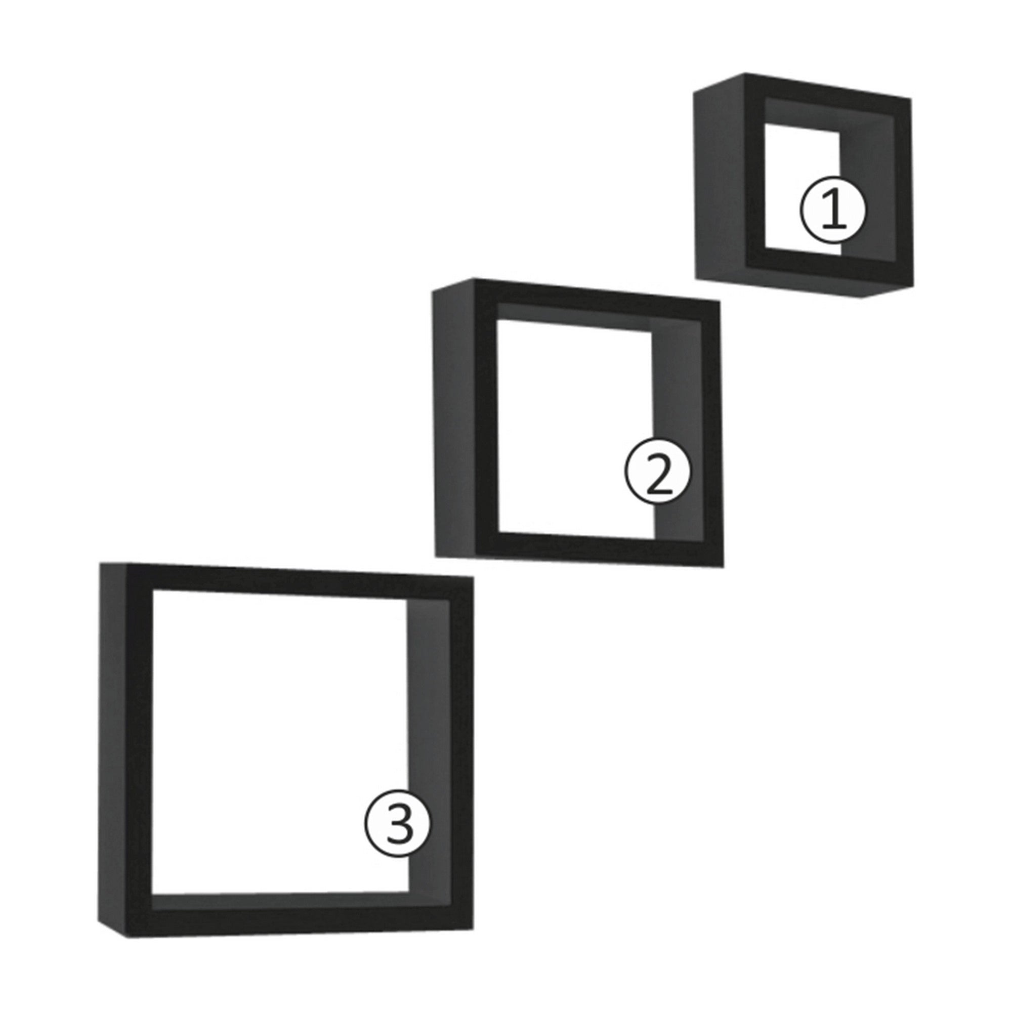 Set 3 rafturi KVADRO NEW, negru