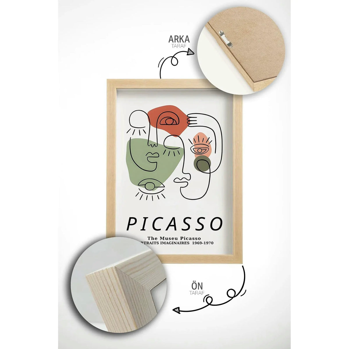 Set 3 tablouri ARTVMODEL3-AHSAP, multicolor, MDF, 33x48 cm